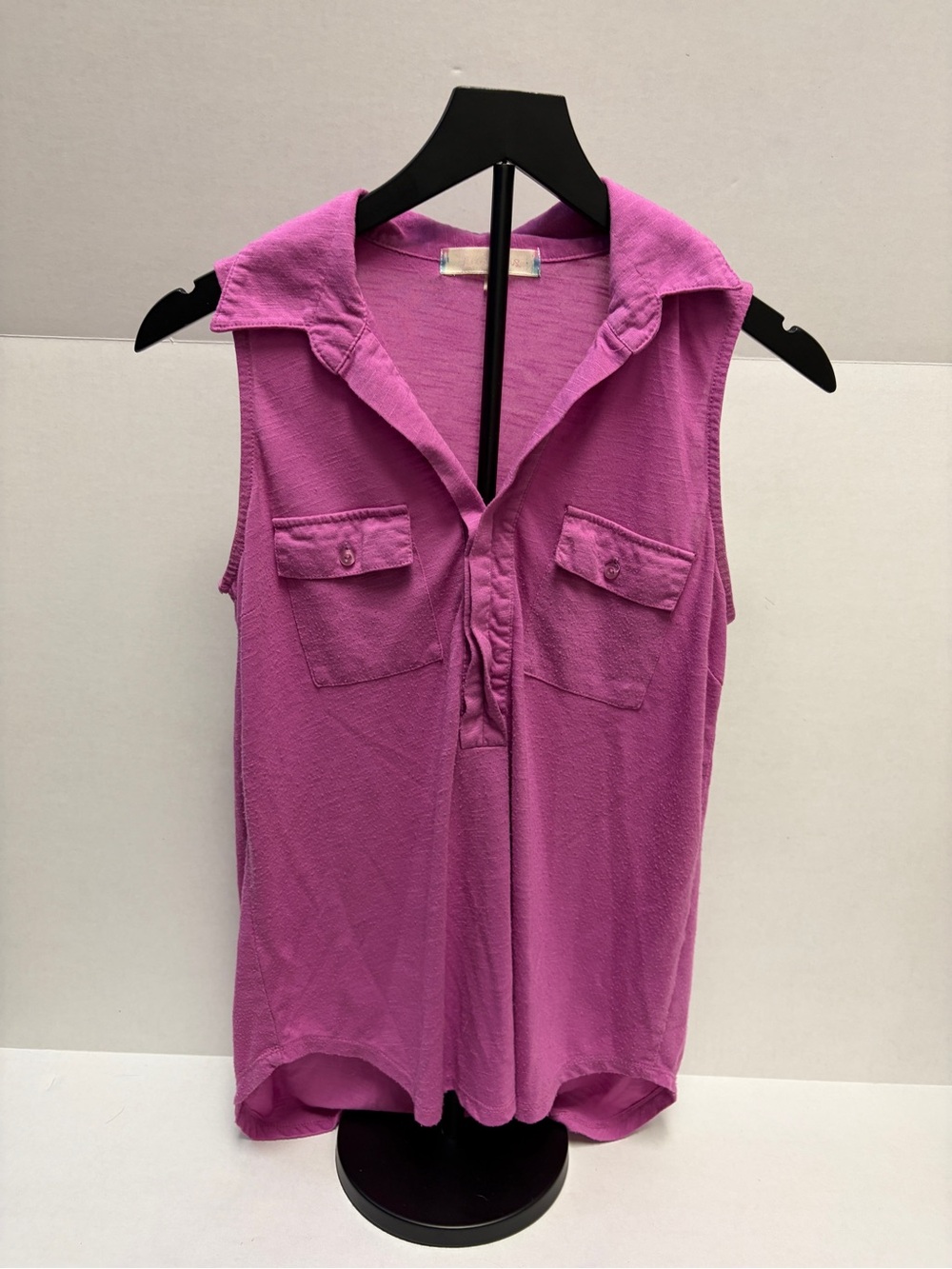 Women’s Pink Sleeveless Collared Utility Blouse Top Medium